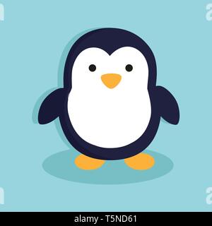 Cute Penguin Cartoon Vektor isoliert auf blauem Hintergrund Stock Vektor