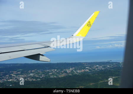 Royal Brunei Airlines Logo auf dem Flugzeugflügel Stockfoto