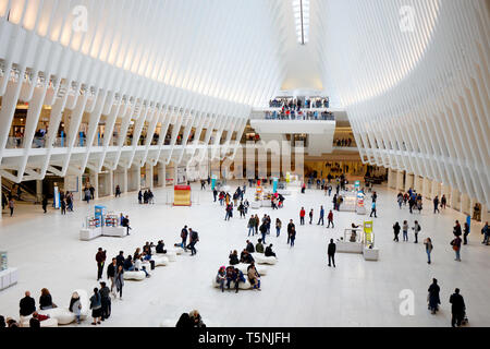 Die Oculus Verkehrsknotenpunkt und Retail Outlet im World Trade Center, New York City Stockfoto