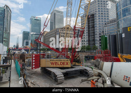 Kran auf der Baustelle, Canary Wharf, London. Stockfoto