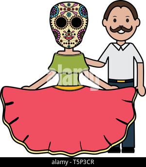 Mexikanische Mann mit Katrina zeichen Vector Illustration Design Stock Vektor