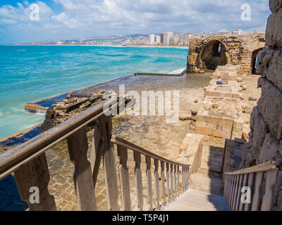 Sidon Meer Schloss. In Sidon, Libanon Stockfoto