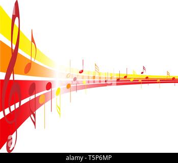Musik - Hinweise zum Thema Gelbe, orange und rote Linien Stock Vektor