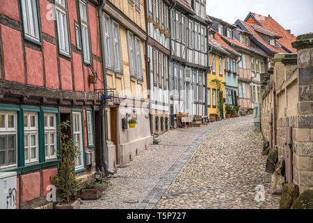 Fachwerk in der Altstadt von Quedlinburg, Sachsen-Anhalt, Deutschland | Timber Frame in den alten Teil der Stadt, Quedlinburg, Sachsen - Anhalt, Deutschland Stockfoto