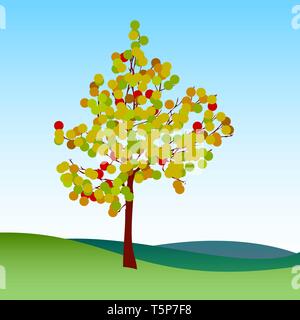 Abstrakt Herbst Baum in der Landschaft Stock Vektor