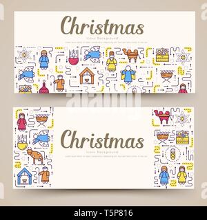 Frohe Weihnachten vektor Broschüre Karten gesetzt. Geburt Christi Vorlage von flyear, Zeitschriften, Plakate, Cover, Banner. Elemente des Layouts Illustrationen moderne Seiten Stock Vektor