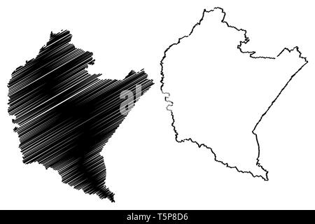 Woiwodschaft Podkarpackie (Verwaltungsgebiete Polens, Woiwodschaften Polens) Karte Vektor-illustration, kritzeln Skizze Karpatenvorland Voivodesh Stock Vektor