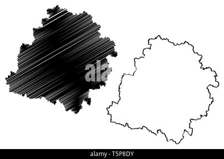 Woiwodschaft Lodz (Verwaltungsgebiete Polens, Woiwodschaften Polens) Karte Vektor-illustration, kritzeln Skizze Lodz Provinz Karte Stock Vektor