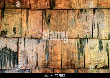 Dach aus Holz alte braune Farbe Hintergrund Stockfoto