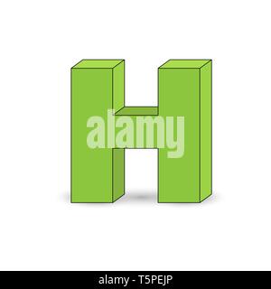 Dreidimensionales Bild des Buchstabens H. Die simulierten 3D-Volumen, einfaches Design Stock Vektor