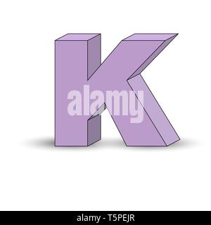 Dreidimensionales Bild des Briefes K. der simulierten 3D-Volumen, einfaches Design Stock Vektor