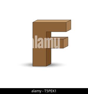 Dreidimensionales Bild der Buchstabe F. der simulierten 3D-Volumen, einfaches Design Stock Vektor