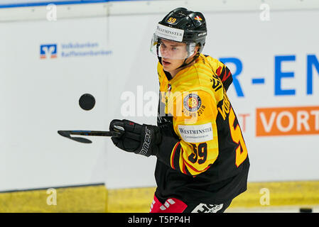 Regensburg, Deutschland. 25 Apr, 2019. Tim WOHLGEMUTH, DEB 59 Trick mit puck Deutschland, Österreich.,. Saison 2018/2019, Deutschland, Österreich Credit: Peter Schatz/Alamy leben Nachrichten Stockfoto