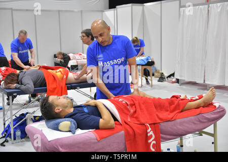 ExCeL London, UK. 26. Apr 2019. London Marathon Ausstellung 2019 - ExCeL London am 26. April 2019, London, UK. Bild Capital/Alamy leben Nachrichten Stockfoto