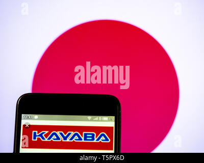 In der Ukraine. 26 Apr, 2019. In diesem Foto Illustration einer Kayaba Industrie logo gesehen auf dem Smartphone angezeigt. Quelle: Igor Golovniov/SOPA Images/ZUMA Draht/Alamy leben Nachrichten Stockfoto