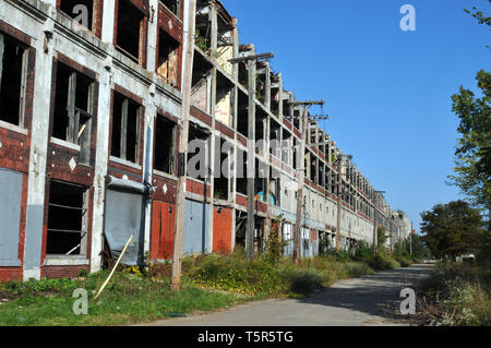 Der lange verlassenen und Packard Automobilwerk vandalized in Detroit, Michigan, eröffnet im Jahre 1903 und wurde von den Architekten Albert Kahn Associates entwickelt. Stockfoto