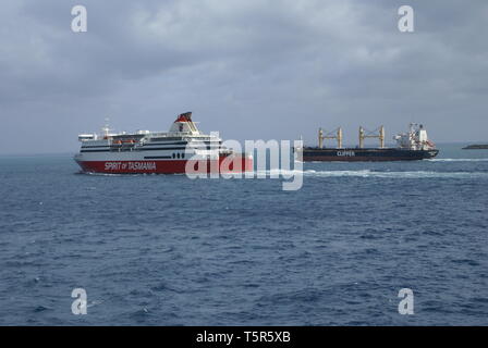 Fähre Geist von Tasmanien in die Port Phillip Bay, Melbourne. Australien. Stockfoto