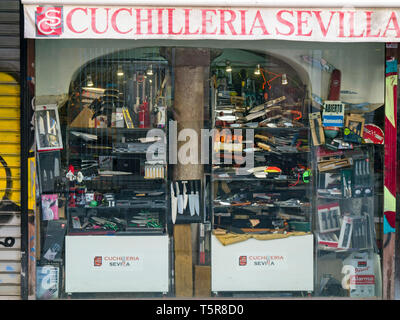 Cuchilleria Messer shop, Sevilla, Andalusien, Spanien, Europa Stockfoto