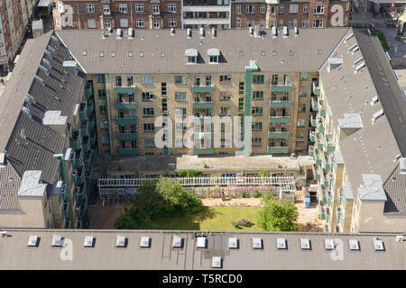 Ansicht der Wohnanlage im Stadtteil Christianshavn in Kopenhagen, Dänemark. Stockfoto