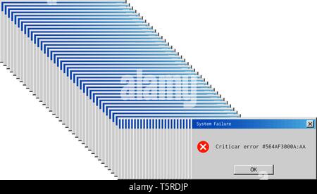 Alte kritischer Fehler aufmerksam zu machen. System ausfall Dialog Popup. Stock Vektor