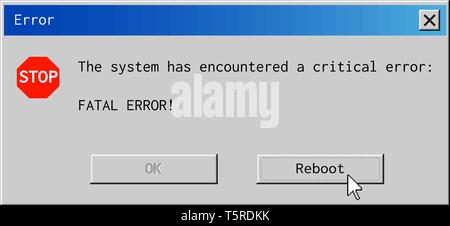 Fatal Error Dialogfeld. System ausfall Meldung im Retro-Stil Stock Vektor