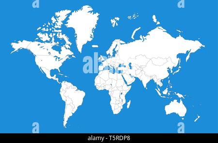 Politische Karte der Welt Vorlage. Woldmap Hintergrund mit editierbaren Länder grenzen Stock Vektor
