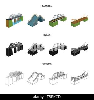 Brücke, modern, Fußgängerzone, Meer, montiert, Eisenbahn, montiert, Hängen, Eisenbahn, Beton, Spalten, Ufer, Fluss, Handläufe, Autobahn, Metall, Alte, Wasserfall, Spalte, Straße, Lange, Prop, Arch, Ufer, hängend, Bahn, Bau, Bahn, Kabel, Verbindung, entwerfen, konstruieren, side, Brückenbau, Architektur, Sehenswürdigkeiten, Struktur, Kreuzung, Sicht, Set, Vector, Icon, Illustration, isoliert, Sammlung, Element, Grafik, Vektor, Vektoren, Stock Vektor