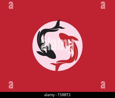 Karpfen koi Design auf weißem Hintergrund. Tier. Fisch Symbol. Unterwasser. Leicht bearbeitbaren Layer Vector Illustration Stock Vektor