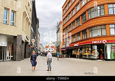 RIGA, Lettland - 28. AUGUST 2018: Ansicht der Kalku Street Stockfoto