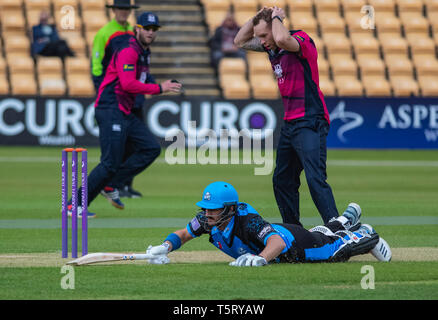 26-April-2019: Hamish Rutherford von Worcestershire in Aktion während der Royal London 1 Tag Pokalspiel zwischen dem Worcestershire und Northamptonshire Stockfoto