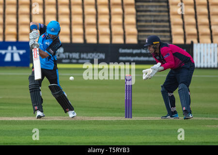 26-April-2019: Hamish Rutherford von Worcestershire in Aktion während der Royal London 1 Tag Pokalspiel zwischen dem Worcestershire und Northamptonshire Stockfoto