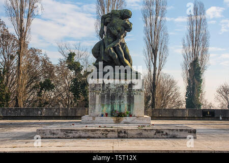 Zagreb, Kroatien - 30. Dezember 2018. Ein Weltkrieg ein Denkmal in einem mirogoj Friedhof in der kroatischen Hauptstadt Zagreb Stockfoto