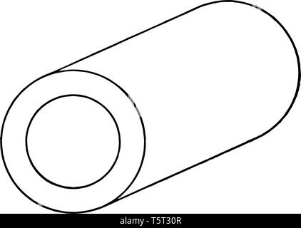 Das Bild zeigt die Schrägansicht der Hohlzylinder. Es ist wie eine waagerechte konzentrische runde Scheibe und hält an Ihrer Basisstation, vintage Line drawi Stock Vektor