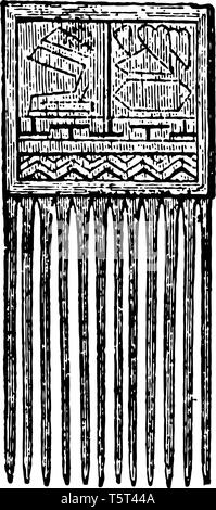 Das Bild zeigt die Holz- Kamm. Es ist eine Holzkiste mit quadratischen Grundfläche und den vorderen Teil in kleine Sticks, die wie ein Kamm, vintage Line drawin eingesetzt werden, Stock Vektor