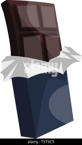 Dunkle Schokolade in Dunkelblau Papier umwickeln Vector Illustration auf weißem Hintergrund. Stock Vektor