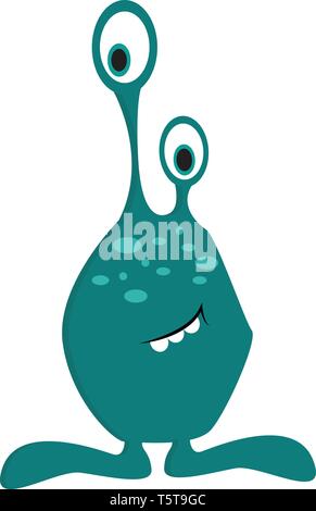 Türkis Monster mit großen Füßen Vector Illustration auf weißem Hintergrund. Stock Vektor