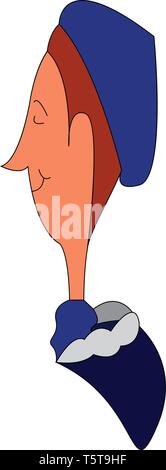 Porträt eines Mannes mit einer blaue Kappe Vector Illustration auf weißem Hintergrund. Stock Vektor