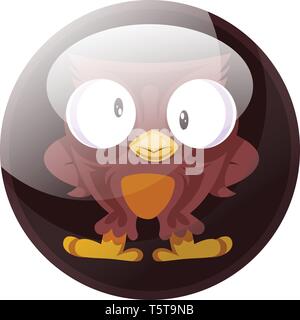 Cartoon Charakter einer braune Eule Vector Illustration in Dunkelbraun Kreis auf weißem Hintergrund. Stock Vektor