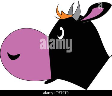 Seitenansicht des schwarze Kuh Vector Illustration auf weißem Hintergrund. Stock Vektor