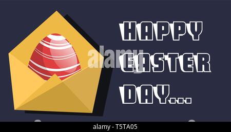 Frohe Ostern tag Karte mit rote Ei Illustration web Vektor auf weißem Hintergrund Stock Vektor