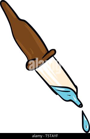 Einfache Glaspipette mit blauen liquide Vector Illustration auf weißem Hintergrund Stock Vektor