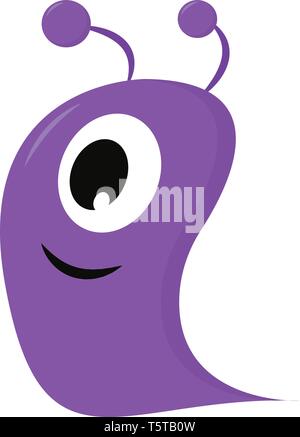 One-eyed Lächeln lila Blob monster Vector Illustration auf weißem Hintergrund Stock Vektor