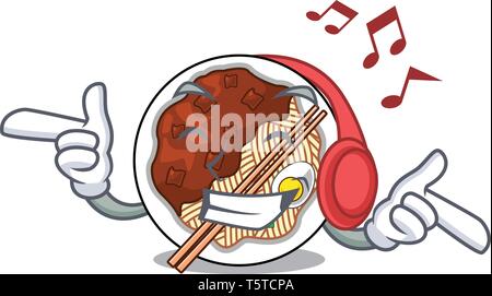 Musik jajangmyeon ist in Mascot Behälter Stock Vektor