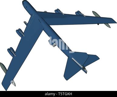 Blau in Militärkreisen Flugzeug mit Raketen Vector Illustration auf weißem Hintergrund Stock Vektor