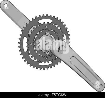 Grau Fahrrad Kette Ringe mit pedalarmen Vektor-illustration Kurbel auf weißem Hintergrund Stock Vektor