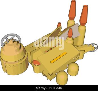 Einfachen vektor Illustration auf weißem Hintergrund eines gelben Manufactoring buolding Stock Vektor