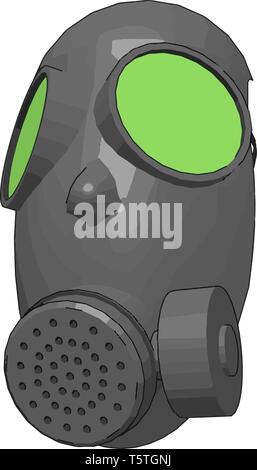 Grau Gasmaske mit grünen detailes Vector Illustration auf weißem Hintergrund Stock Vektor