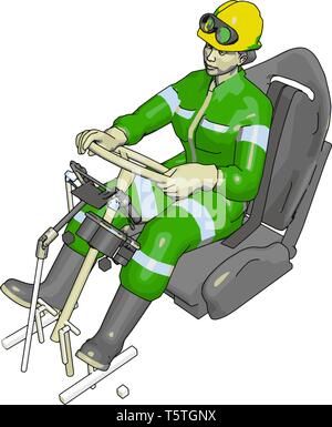 Auto Test Dummy in Grün springen Anzug Vector Illustration auf weißem Hintergrund Stock Vektor