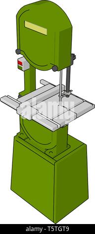 3D-Vektor Illustration auf weißem Hintergrund eines grünen Eisensäge Stock Vektor