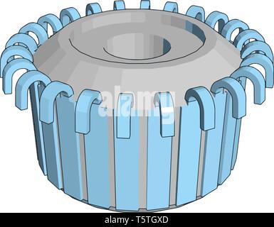 Einfachen vektor Illustration auf weißem Hintergrund eines blauen und grauen Zahnrad Stock Vektor